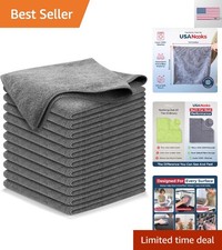 Microfiber Cleaning Cloth Grey - 12 Pcs 12.5"x12.5" - High Performance - 1200...