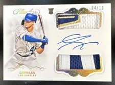 2020 Panini Flawless Gavin Lux Rookie Dual Patch Auto /10 MEM RC Dodgers