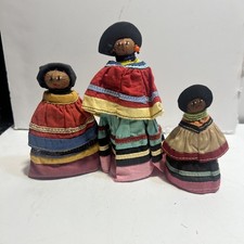 1930-40 Seminole 3-Indian Dolls: 5 1/2 inches 3 1/2 inches tall