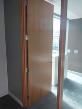 Brown Finished Wood Interior Door Full Height Single 1 Panel No Glass