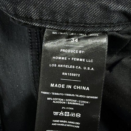Homme Femme Patched Distressed Jean Men's Size 34 (Actual Fits W34.5xL30) Black - Picture 5 of 24