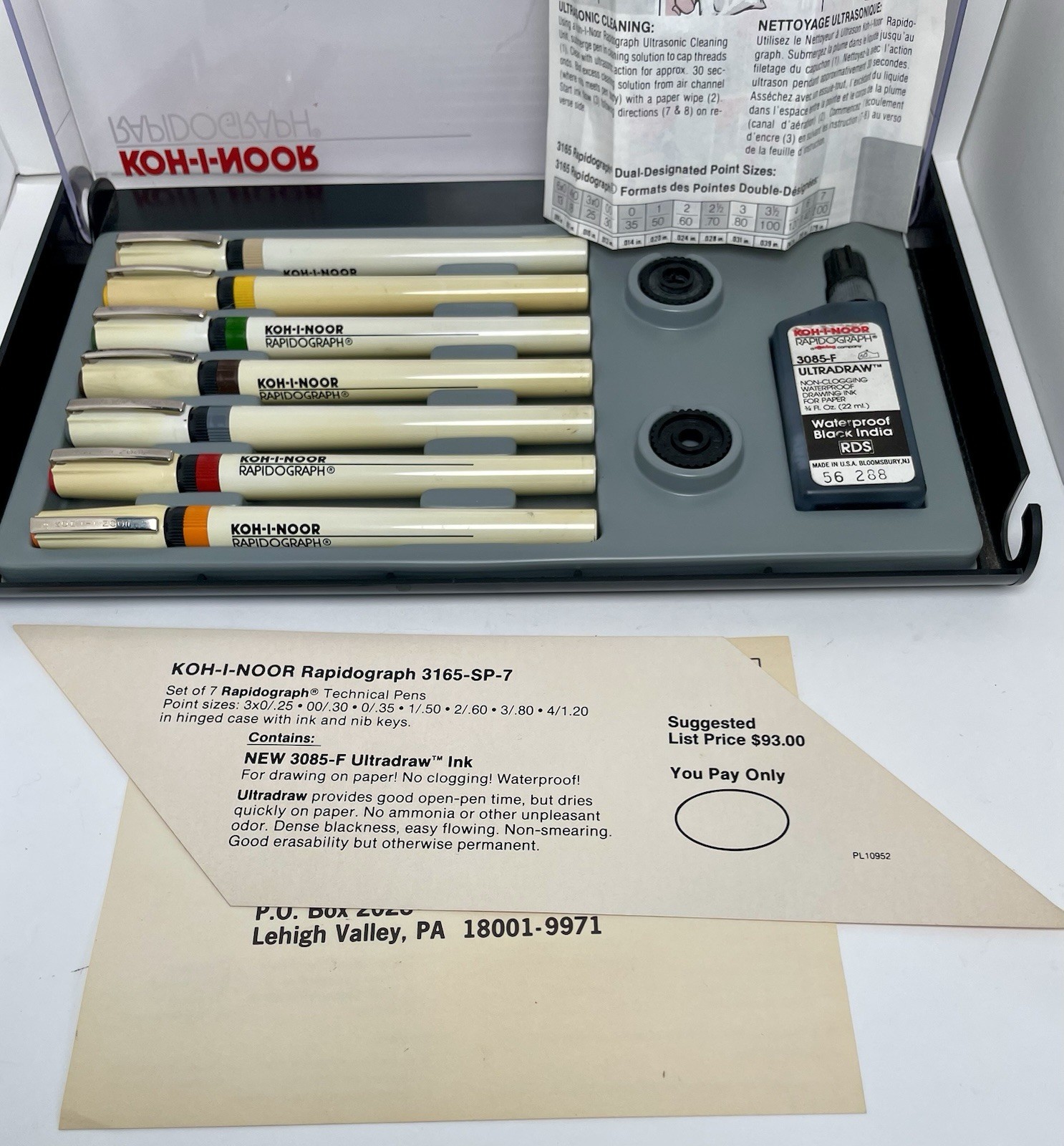 Koh-I-Noor Rapidograph 3165-SP-7 Set of 7 Technical Pens