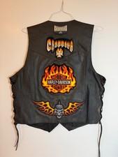 Men's Motorcycle Vest with Patches Black Size Large