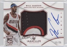 2012 Immaculate Premium Signatures Chinese Red 11/25 Will Barton Patch Auto 4f5