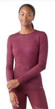 $130 Smartwool Women's Intraknit Base Layer Crew Top -Black Cherry- Medium- New