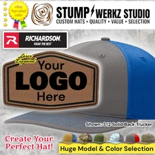 Custom Hat Trucker Baseball Cap Richardson 112 312 168 Leather Patch Logo Design