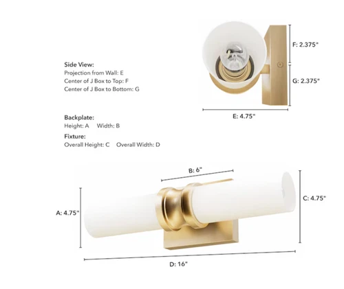 Hunter Lenlock 16 2 -Light Satin Gold Modern/contemporary Vanity light - Picture 4 of 5