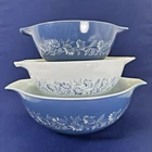 Vintage Pyrex Colonial Mist Cinderella Mixing Bowls, Set of 3 - #442, #443, #444