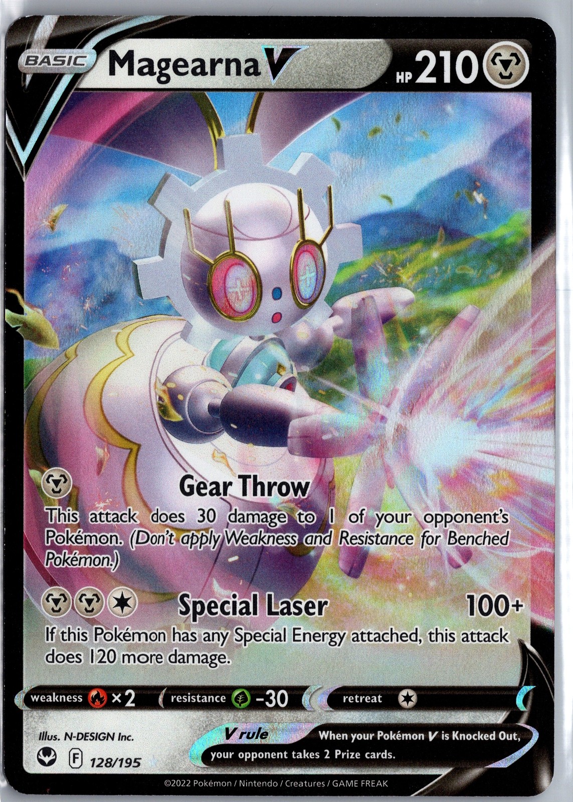 Magearna V - 128/195 - Sword & Shield - Holo Rare Pokemon Card LP