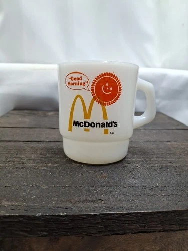 Vintage Milk Glass McDONALDS FIRE KING MUG GOOD MORNING  ANCHOR HOCKING