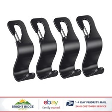 4-Pack Car Back Seat Headrest Hooks for Bags, Hats, and Groceries Storage
