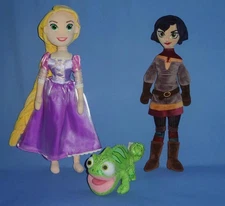 Disney Store Rapunzel-Cassandra-Pascal Chameleon-Tangled Princess Plush Doll LOT