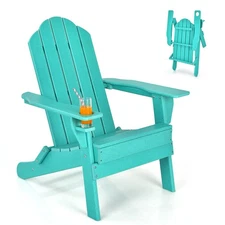 Patiojoy Folding Patio Adirondack Chair Weather Resistant Cup Holder Yard