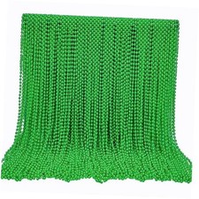 144 Pcs Mardi Gras Beads Bulk, 33 Inch 7mm Carnival Beaded Necklaces Green