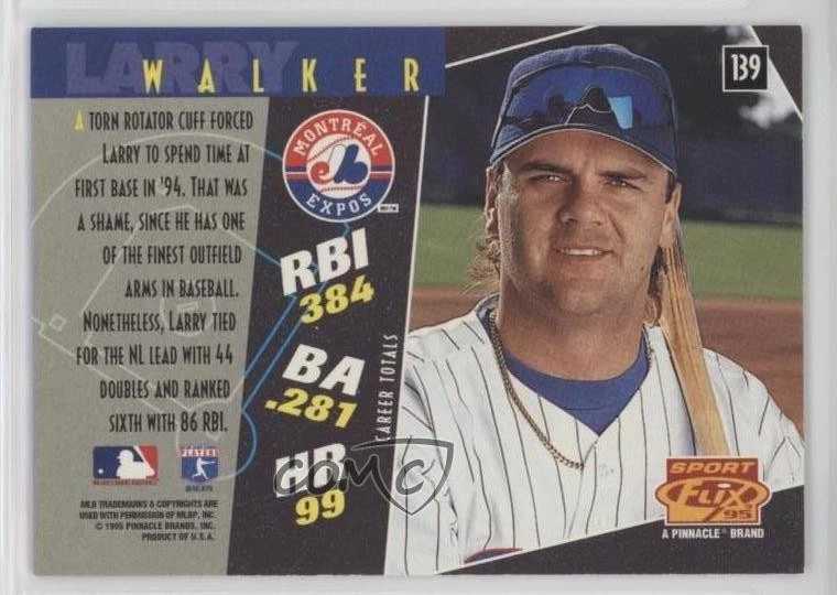 1995 Sportflix Larry Walker #139 HOF - Image 2 of 2