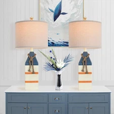 Bedroom Table Lamps Nightstand Lamps Set of 2 Three Colors Rotating Dimmable ...