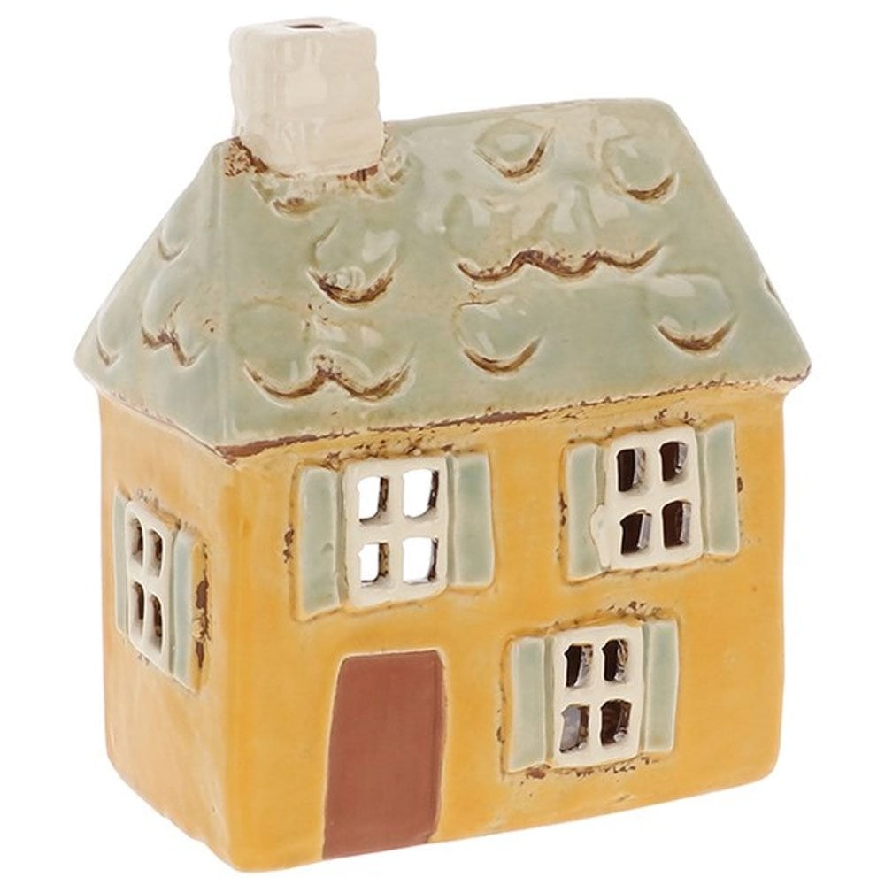 Village Pottery Yellow Shutter House Tealight Holder 350056