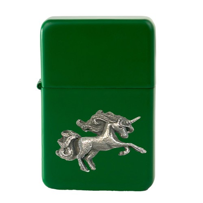 #ad #ad Z1 Unicorn Pewter design on a GREEN flip top petrol lighter windproof GBP 14.95