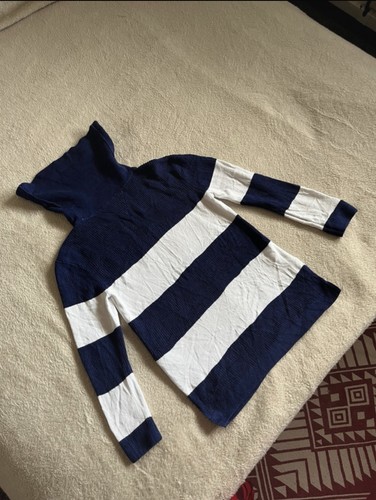 VINTAGE Tommy Hilfiger Striped Ahoy Navy and White Turtleneck Jumper Size M - Picture 5 of 7