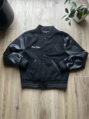 WASTED Paris Bomberjacke College Leder Wolle schwarz ''Always Faithful''