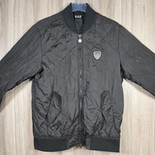Emporio Armani EA7 Mens Size S Black Quilted Bomber Jacket