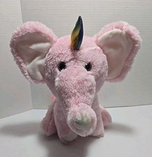 Pink Elephant Unicorn Plush Rainbow Tail Kellytoy 11" 2017