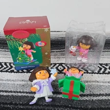 Vtg 2000s Dora the Explorer Christmas Holiday Ornaments Lot 4