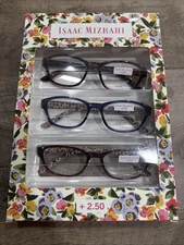 Isaac Mizrahi 3 PACK Gift Box Women's Reading Glasses in Tortoise,Blue,Red +2.50