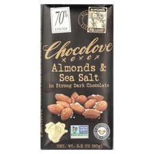 Almonds & Sea Salt in Strong Dark Chocolate, 70% Cocoa, 3.2 oz (90 g)