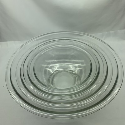 Vintage Set of 4 Pyrex Clear Glass Nesting Mixing Bowls #322 #323 #325 #326