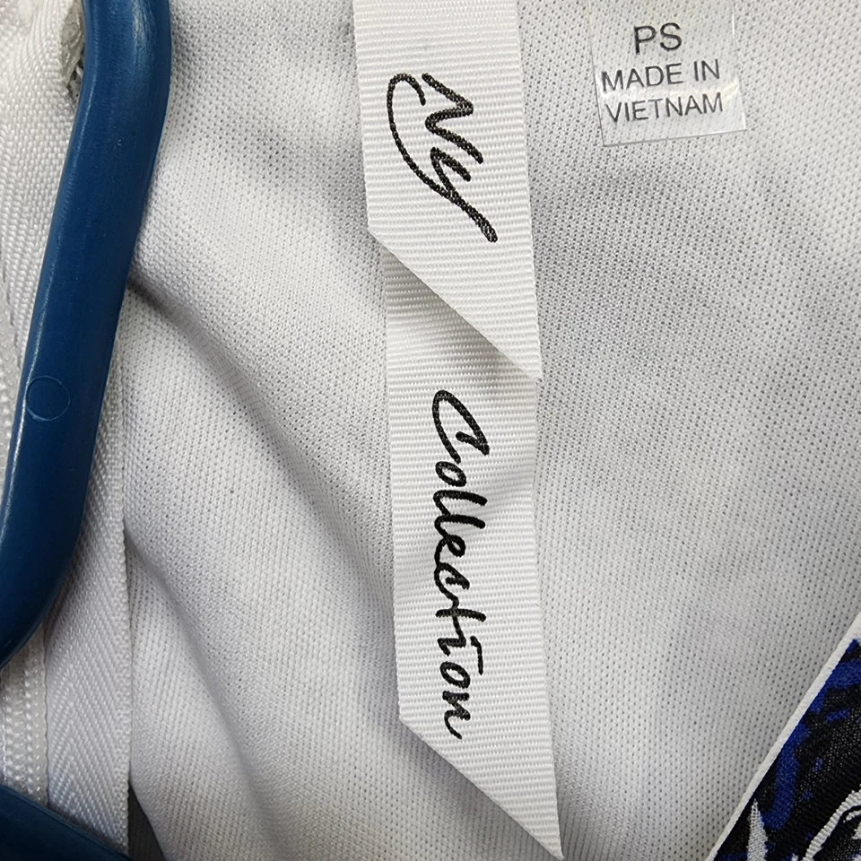 Vestido Colección NY Mujer PS PETITE Azul Negro Floral Chifón Imitación Envolvente Corbata Cinturón Foto 4 de 4