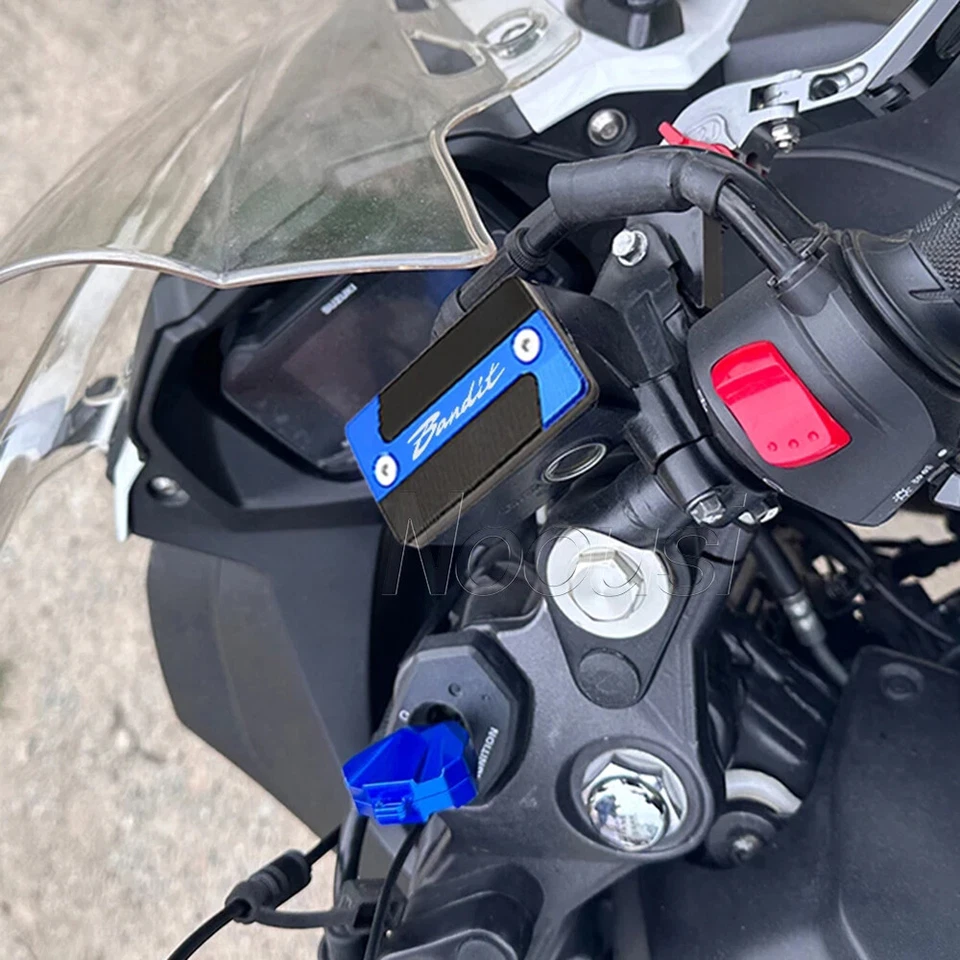 Cubierta de líquido de frenos delantero CNC para SUZUKI Bandit/S y tapón de llenado de aceite de motor Foto 3 de 4