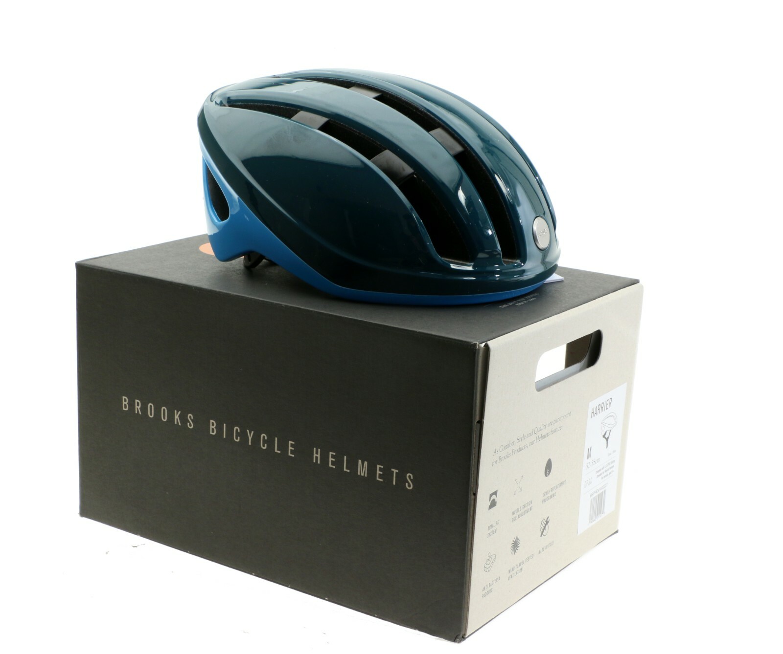 Brooks Harrier Helmet Medium M 52cm-58cm Teal/ Sky Blue Road Italy NEW in Box