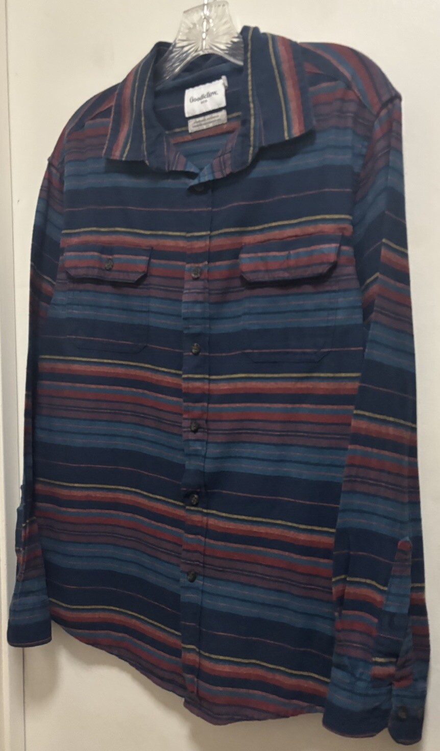 Goodfellow Multi Striped Collared Button Down Sta… - image 2