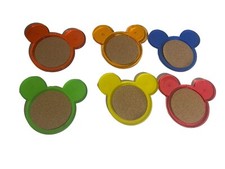 Disney Coasters Set of 6 Orange Plastic Mickey Mouse Ears w/ Cork Center