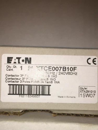 XTCE007B10F. EATON CONTACTOR.