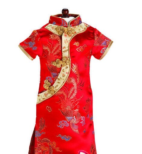 Chinese Cheongsam Red Brocade Doll Dress & Shoes fits 18" American Girl Dolls