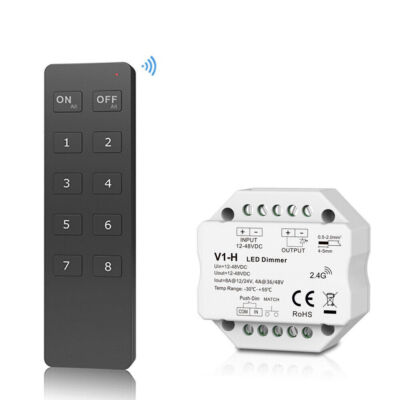 12V-48V RF LED Dimmer Controller + 1/8 Zone Remote for 5050 2835 COB Strip Light