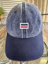 Vintage Cotton O/S Levi's Strapback Hat Logo Cotton Blue Stonewashed Denim Jean