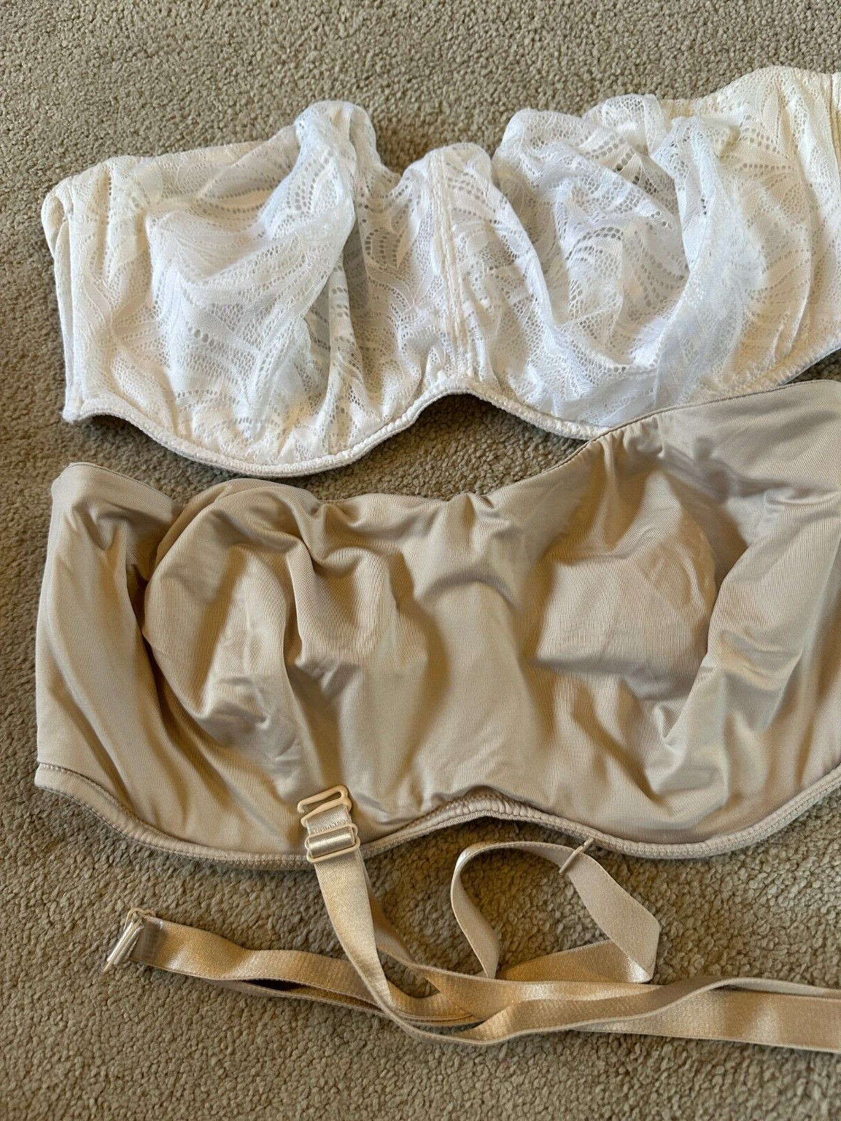 Marks & Spencer 2 x Multi Way Bras 38DD white lace nude bandeau non padded GUC