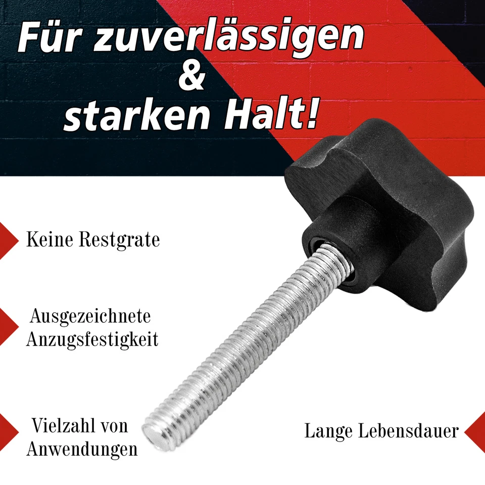 Feststellschraube Stellschraube Sterngriff M6 M8 M10 Klemmschraube Schraube - Bild 2 von 4