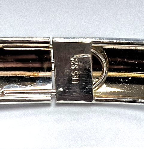 Estate Signed FAS 925 Sterling Silver Light Plain 7" Bangle Bracelet - Picture 8 of 10