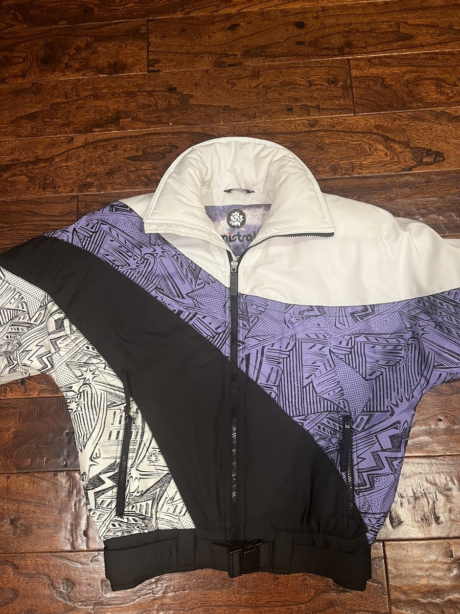 Vtg 80s Mistral Ski Jacket Men's S Shell Apres Geometric Pattern