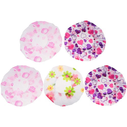 6 Pack Shower Cap Bath Caps Bathing Hat for Women Waterproof Household