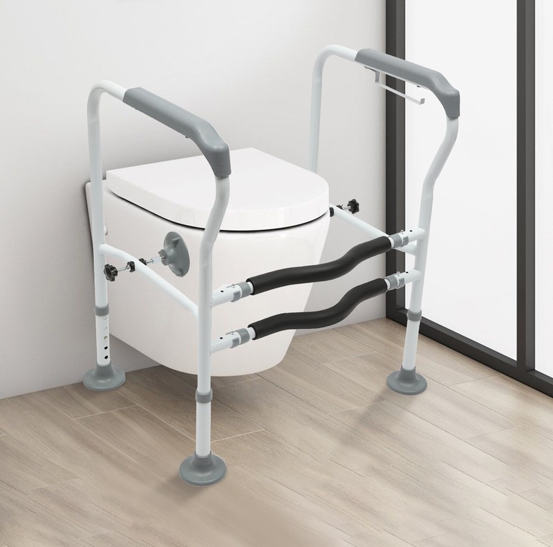 Toilet Frame Grab Bars Safety Rail Seat Handicap Assist Senior Arm Rest White