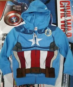 Boys Captain America Hooded Jacket Marvel Avengers Full Zip