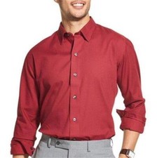 NEW MENS VAN HEUSEN FLEX SHIRT NATURAL STRETCH PORT RED SATEEN CLASSIC FIT 2XL