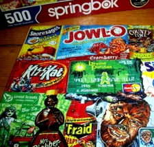Springbok Jigsaw Puzzle 500 Pcs Looney Food Labels Funny Names Collage Complete