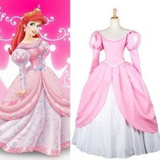 Christmas Adult Princess Mermaid princess Ariel Pink Dress Cosplay Costume