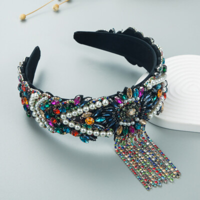 Rhinestones Tassel Headband in Multicolor Amazon.com : Rhinestone Headbands for Women Bling Jewelled  main image 3